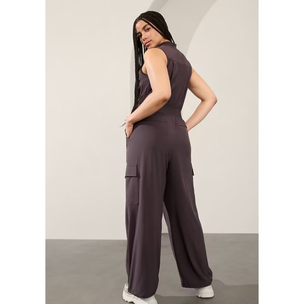 New Athleta 10 Brooklyn Utility Jumpsuit Shale Size 10 - Picture 4 of 7